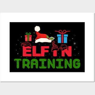 Elf In Training Christmas GYM Fitness Sport Elves Xmas Matching Family Group T-Shirt Posters and Art